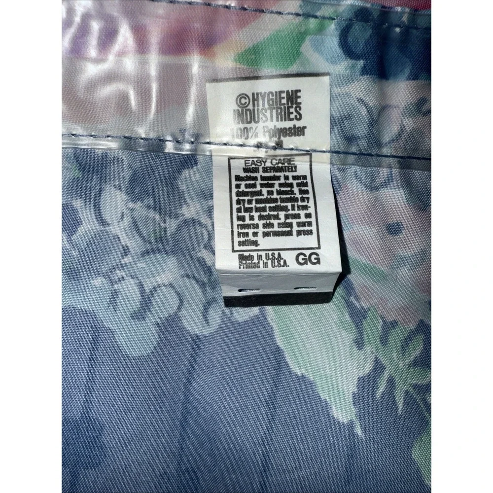 Vintage Hygiene Industries Shower Curtain Blue Pink Floral Kitschy USA 67X71
